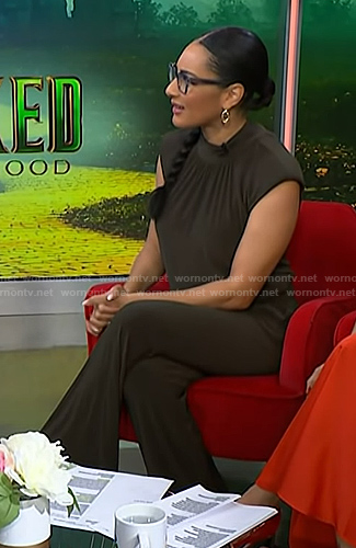 Morgan’s green cap sleeve jumpsuit on NBC News Daily