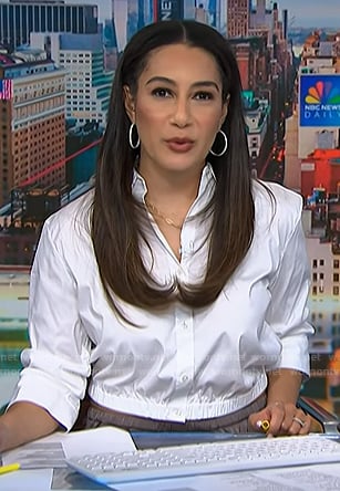 Morgan’s white elastic waist shirt on NBC News Daily