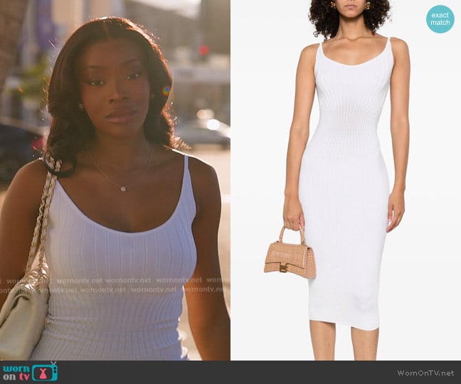 Mugler Ribbed Midi Dress worn by Chelsea Lazkani on Selling Sunset