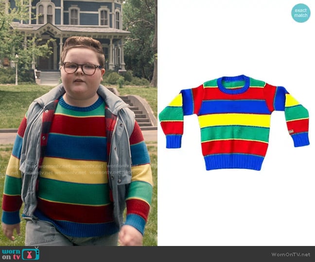 OshKosh B'gosh Vintage Color Striped Sweater worn by Derek Turnbow (Jake Connelly) on Stranger Things