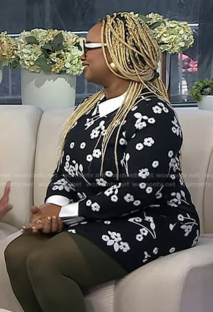 Oyinkan Braithwaite’s black floral collared dress on Today