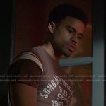 Ozzie’s brown graphic print tee on Reasonable Doubt