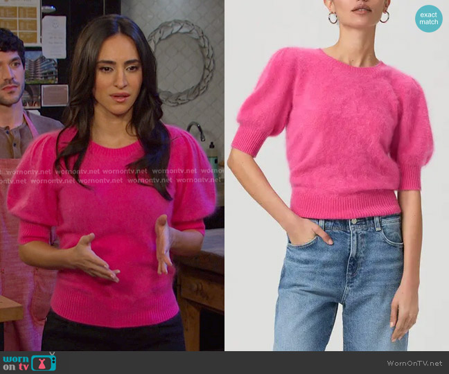 Paige Gladiolus Cashmere Sweater worn by Gabi Hernandez (Cherie Jimenez) on Days of our Lives