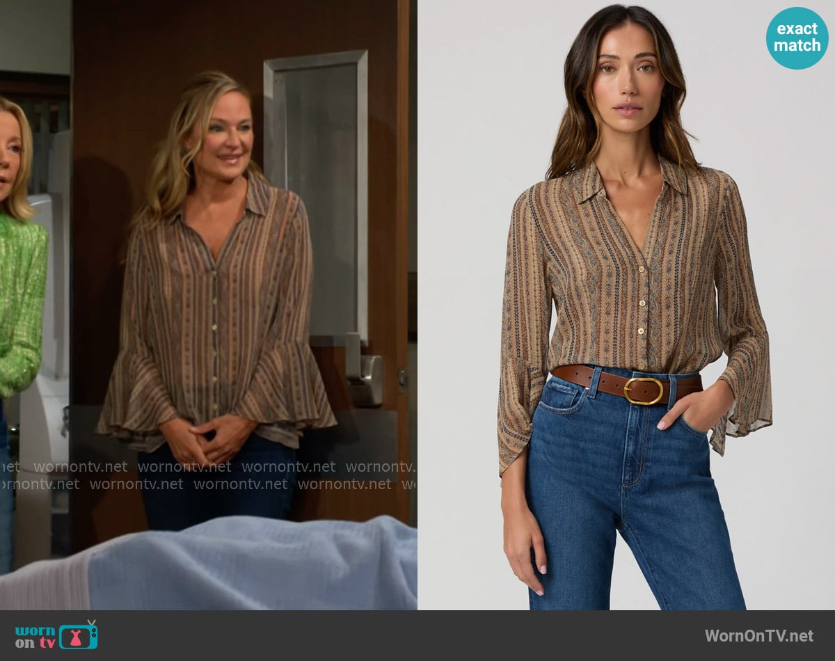 Paige Jasmeet Blouse worn by Sharon Newman (Sharon Case) on The Young and the Restless