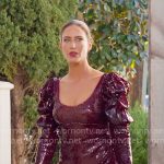Polly’s burgundy sequin mini dress with puff sleeves on Selling the OC
