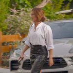Polly’s white shirt and leather skirt on Selling the OC