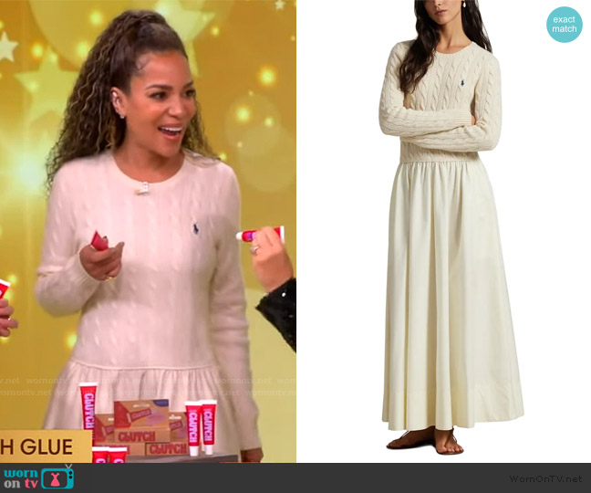 Polo Ralph Lauren Mixed Media Cable Stitch Long Sleeve Maxi Dress worn by Sunny Hostin on The View
