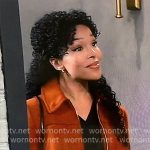Portia’s belted orange coat on General Hospital