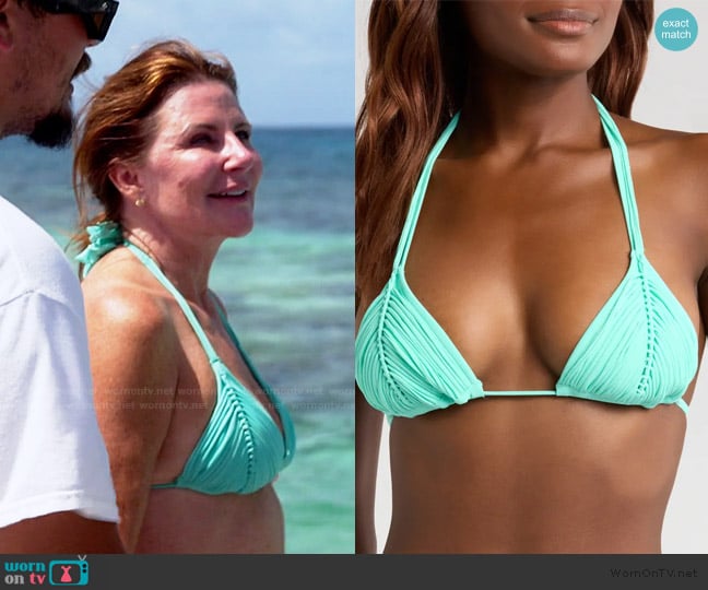 PQ Swim Isla Macramé Triangle Bikini Top worn by Cindy Angelcyk Cullers on The Golden Bachelor