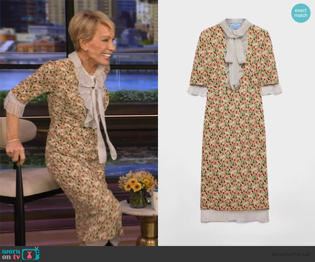 Prada Printed Georgette Dress worn by Barbara Corcoran on Live with Kelly and Mark