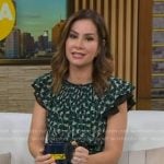 Rebecca’s green printed flutter sleeve dress on Good Morning America