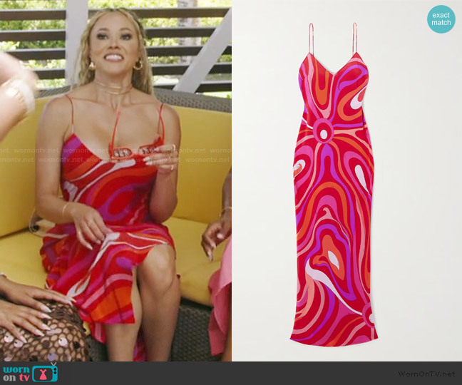 Pucci Marmo printed silk crepe de chine maxi dress worn by Ashley Darby on The Real Housewives of Potomac
