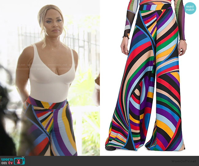 Pucci Parade Silk Twill Trousers worn by Gizelle Bryant on The Real Housewives of Potomac