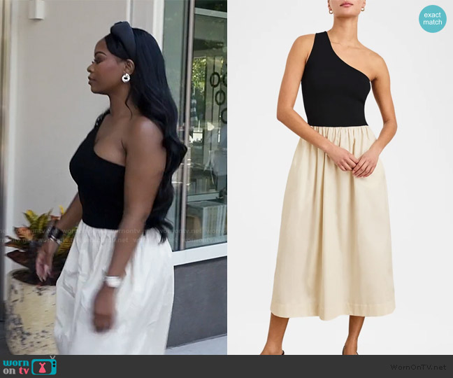 Rails Anita Asymmetric Midi Dress worn by Keiarna Stewart on The Real Housewives of Potomac