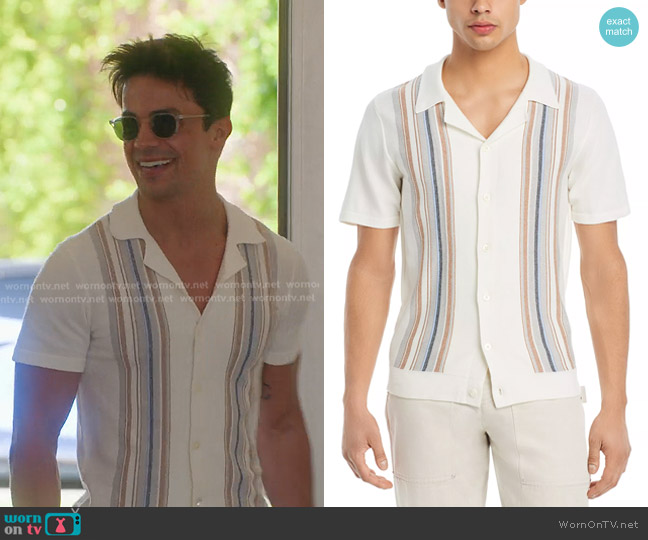 Rails Silas Stripe Camp Shirt in White Multi worn by (Gio Helou) on Selling the OC
