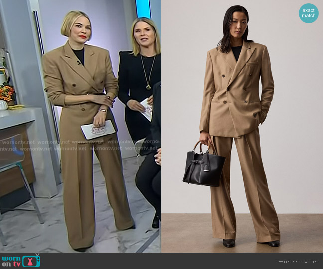 Ralph Lauren Collection Ansley Cashmere Jacket in Camel worn by Leslie Bibb on Today