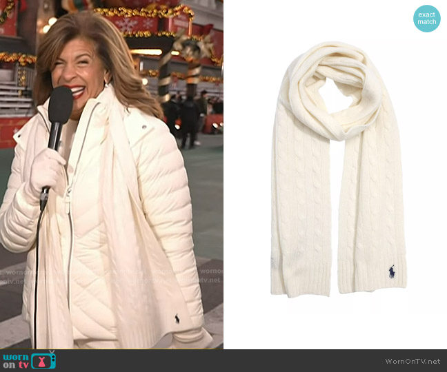Ralph Lauren Wool & Cashmere Classic Scarf in Cream worn by Hoda Kotb on Today