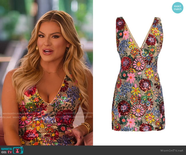 Ramy Brook Aera Floral-Sequined Sheath Minidress worn by Fiona Belle (Fiona Belle) on Selling the OC