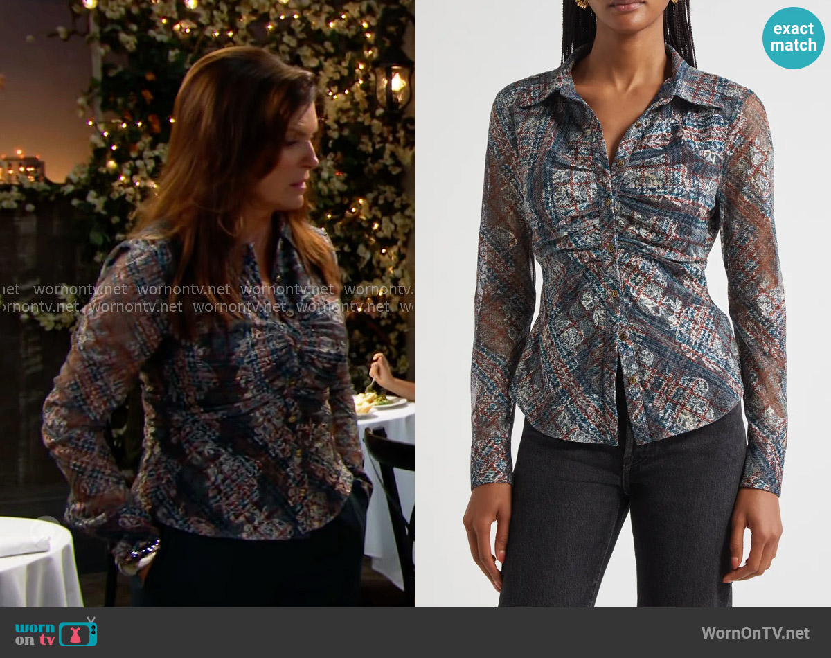 Ramy Brook Hamilton Top in Amber Multi worn by Sheila Carter (Kimberlin Brown) on The Bold and the Beautiful