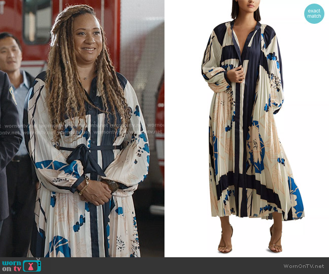 Reiss Daiya Pleated Maxi Dress worn by Karen Wilson (Tracie Thoms) on 9-1-1