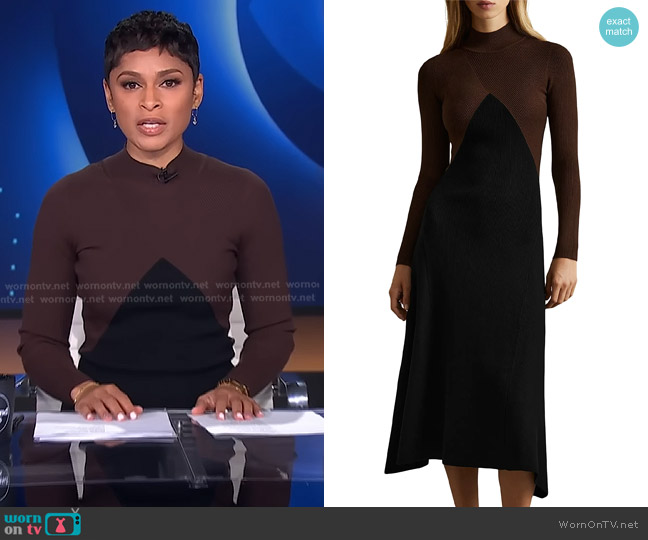 Reiss Hope Dress worn by Jericka Duncan on CBS Evening News