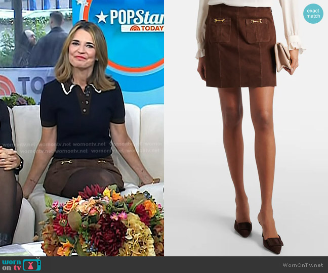 Rixo Wiley Suede Miniskirt worn by Savannah Guthrie on Today