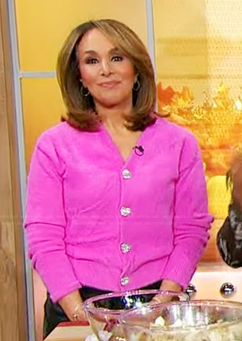 Rosanna’s pink cardigan on Sherri
