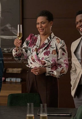 Rosie’s floral cross front blouse on Reasonable Doubt