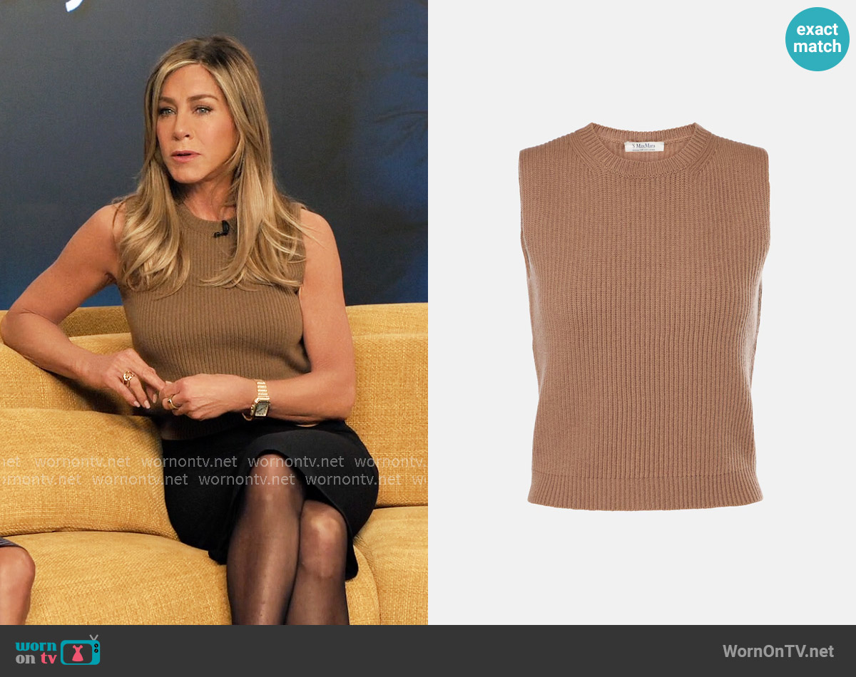 'S Max Mara Wool Sweater Vest worn by Alex Levy (Jennifer Aniston) on The Morning Show