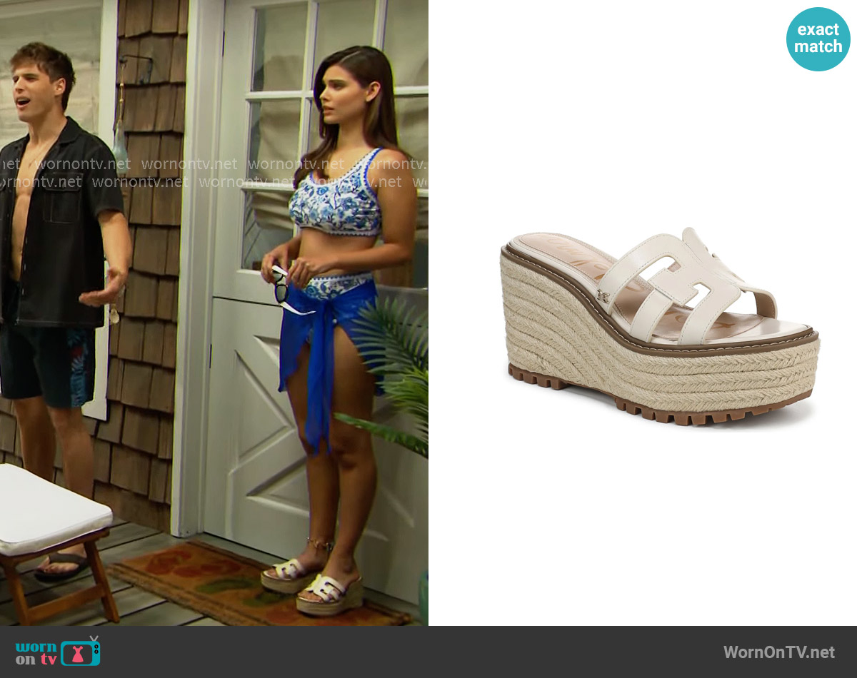 Sam Edelman Laine Platform Wedge Sandal in Modern Ivory worn by Electra Forrester (Laneya Grace) on The Bold and the Beautiful