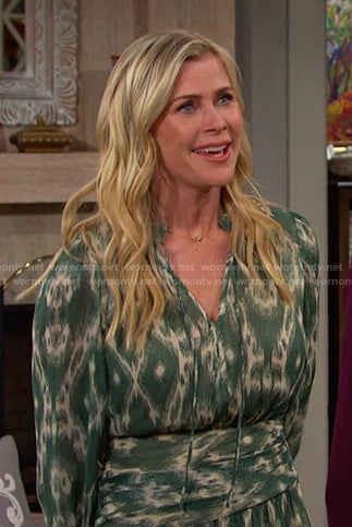 sami’s green ikat print dress on Days of our Lives