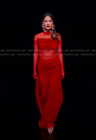 Sandra’s red mesh reunion dress on Selling Sunset