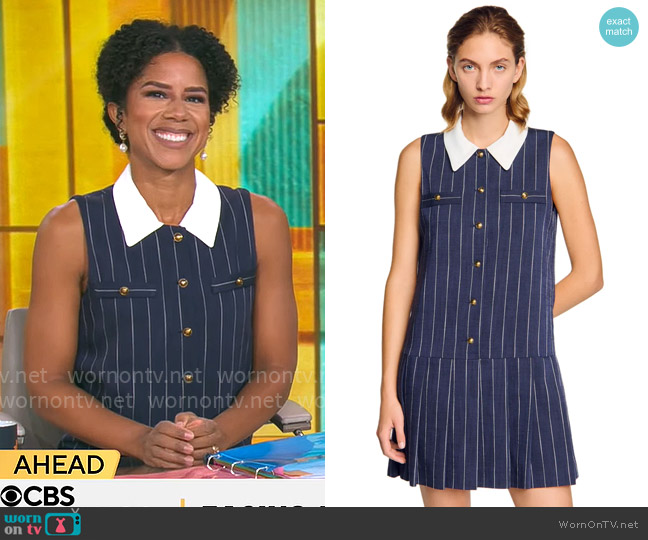 Sandro Dolla Mini Striped Dress worn by Adriana Diaz on CBS Mornings