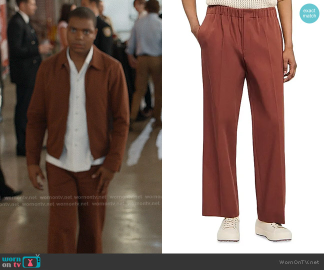 Sandro Elasticated Wide-Leg Cotton Trousers in Terra worn by Harry Grant (Elijah M. Cooper) on 9-1-1