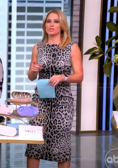 Sara’s leopard print sleeveless dress on The View