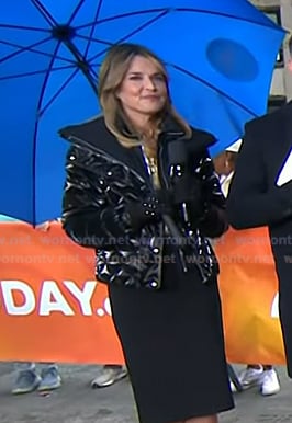 Savannah’s black quilted down jacket on Today