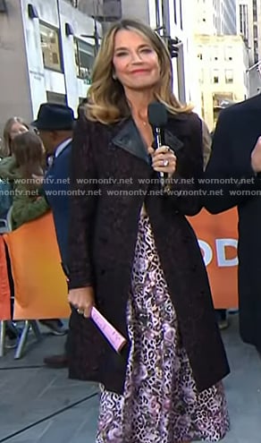 Savannah’s burgundy print leather collar trench coat on Today