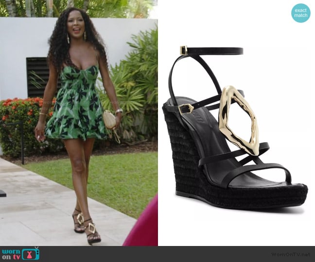 Schutz Amarilis Wedge Heel Sandals worn by Stacey Rusch on The Real Housewives of Potomac