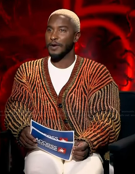 Scott’s striped cardigan on Access Hollywood