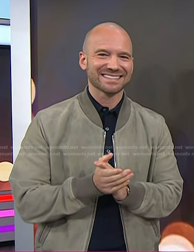 Sean Evans’s suede bomber jacket on Today