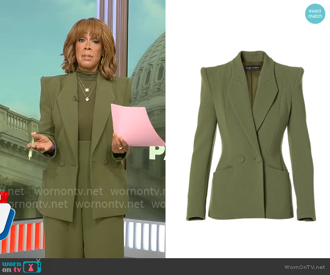 Sergio Hudson Square Lapel Jacket worn by Gayle King on CBS Mornings