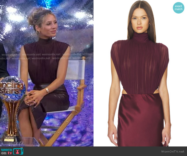 Seroya Giulia Bodysuit in Merlot worn by Alix Earle on Good Morning America