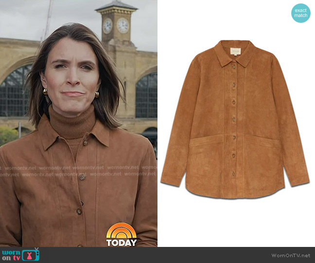 Sezane Will Jacket in Camel Suede worn by Molly Hunter on Today