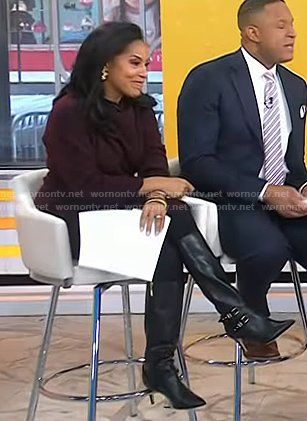 Sheinelle’s black double buckle boots on Today