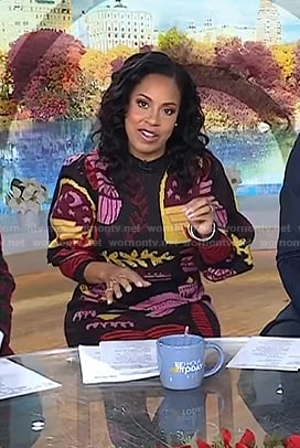 Sheinelle’s black printed sweater dress on Today