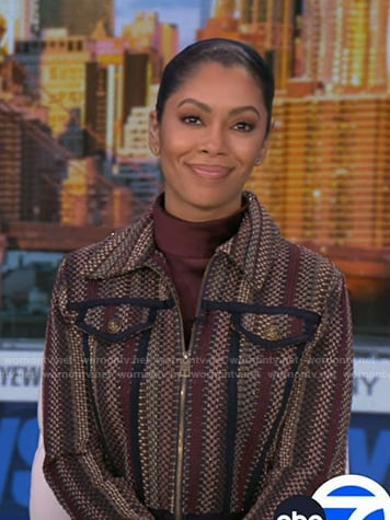 Shirleen’s tweed zip jacket on Good Morning America