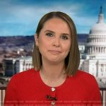Elisabeth’s red ribbed short sleeve cardigan on Good Morning America