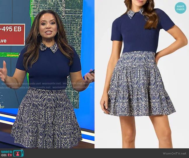 Shoshanna Lena Tiered Mixed Media Mini Dress worn by Adelle Caballero on Today