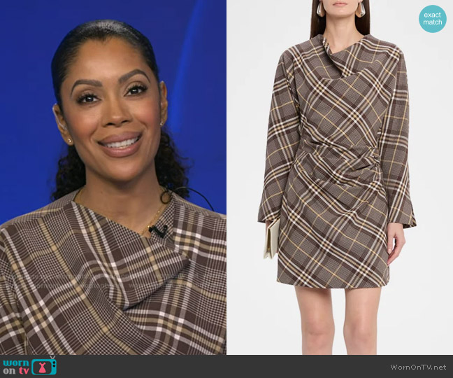 Simkhai Harpor Satin Long-Sleeve Mini Dress worn by Shirleen Allicot on Good Morning America