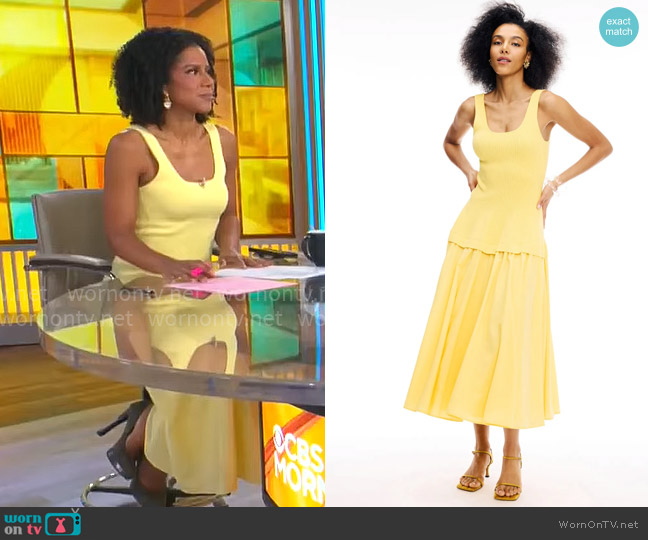 Simkhai Silas Knit Midi Dress worn by Adriana Diaz on CBS Mornings